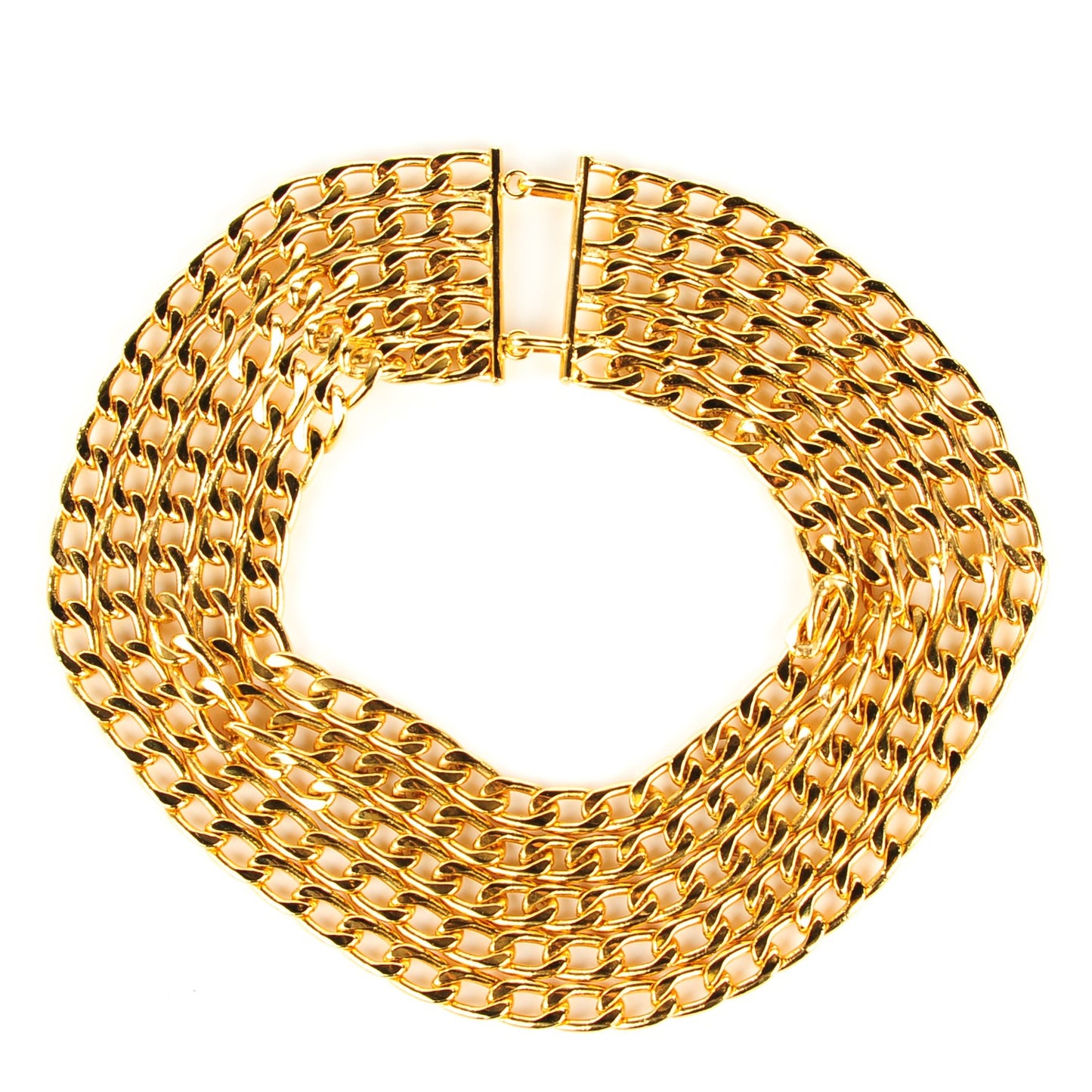Multi Strand Chain Choker Necklace Gold
