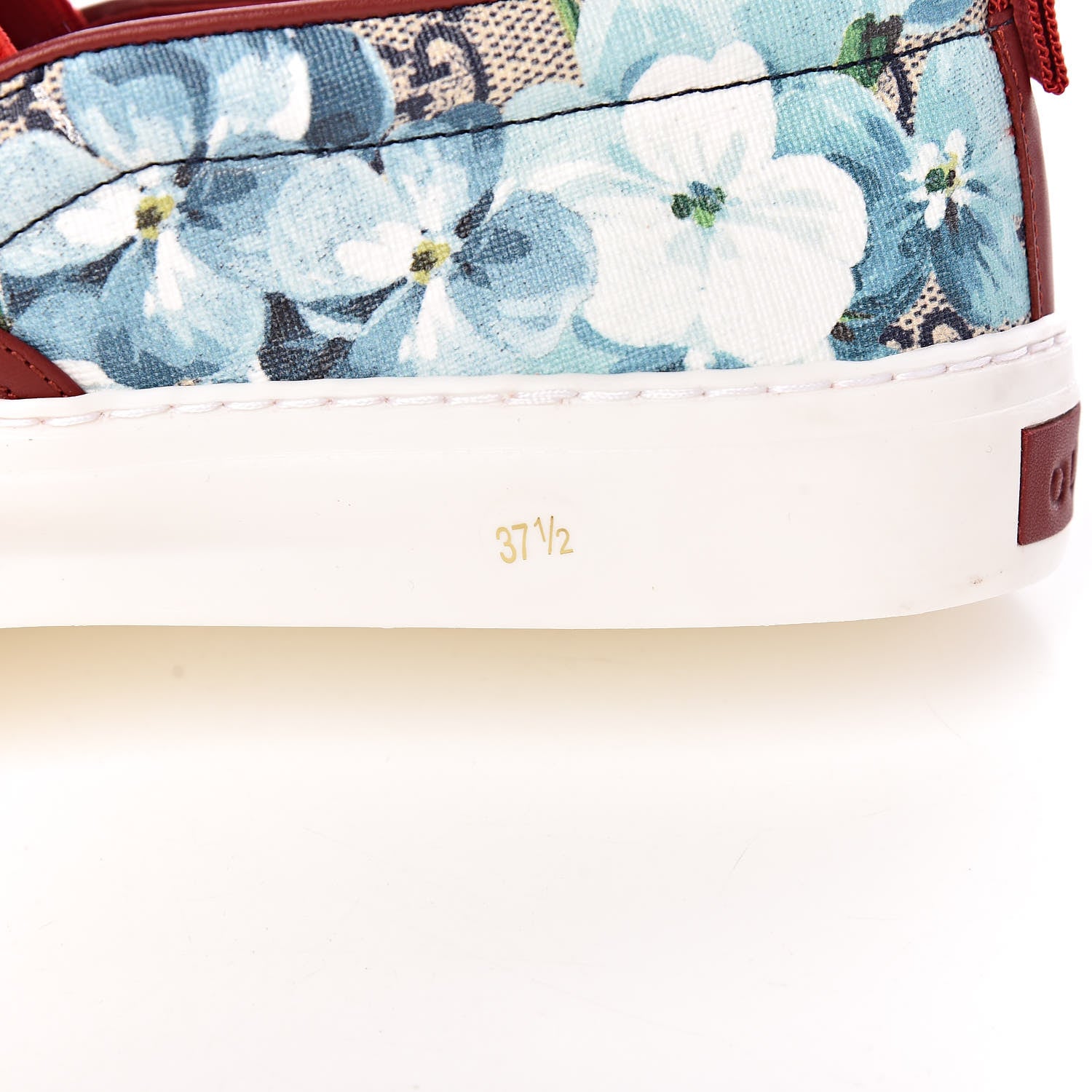 Gucci GG Supreme Monogram Blooms Womens Slip On Sneakers 37.5 Beige Blue Navy Red 8 of 9