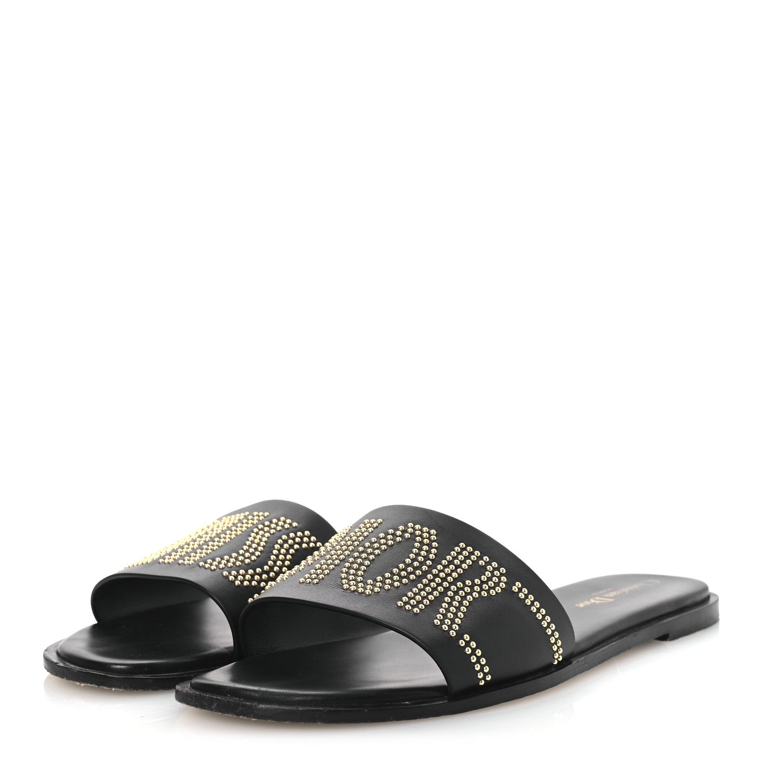 Christian Dior Calfskin Studded Dway Slide Sandals 39.5 Black 4 of 15