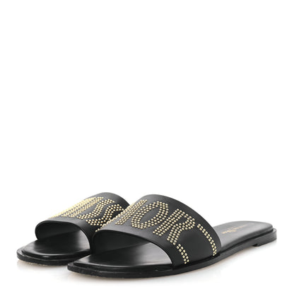 Christian Dior Calfskin Studded Dway Slide Sandals 39.5 Black 4 of 15