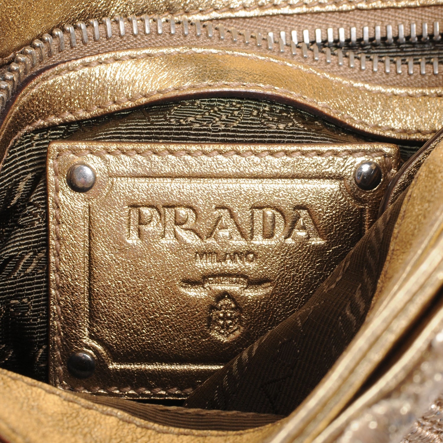 Prada Lace Pizzo S Shoulder Bag Gold 6 of 7