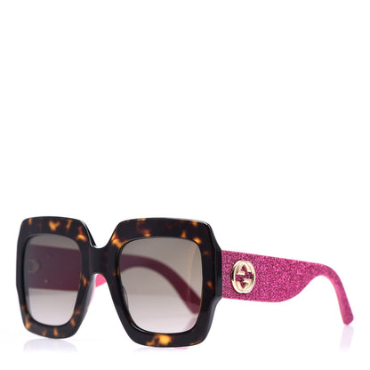 Gucci Square Frame GG0102S Sunglasses Glitter Pink 1 of 9