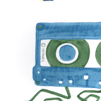 Hermes Cotton Mix Tape Scarf 70 White Jaune Citron 3 of 4
