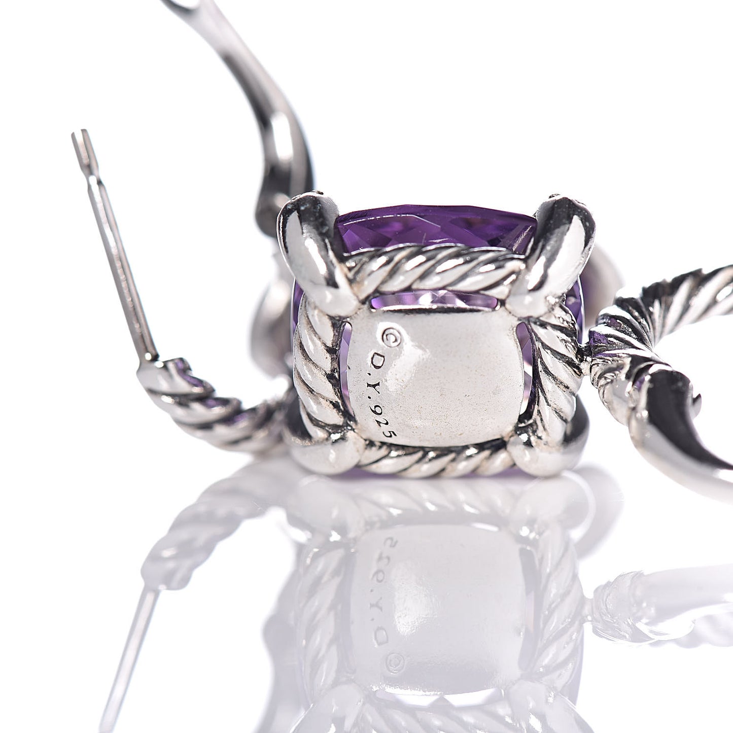 Sterling Silver Diamond Amethyst Chatelaine Drop Earrings