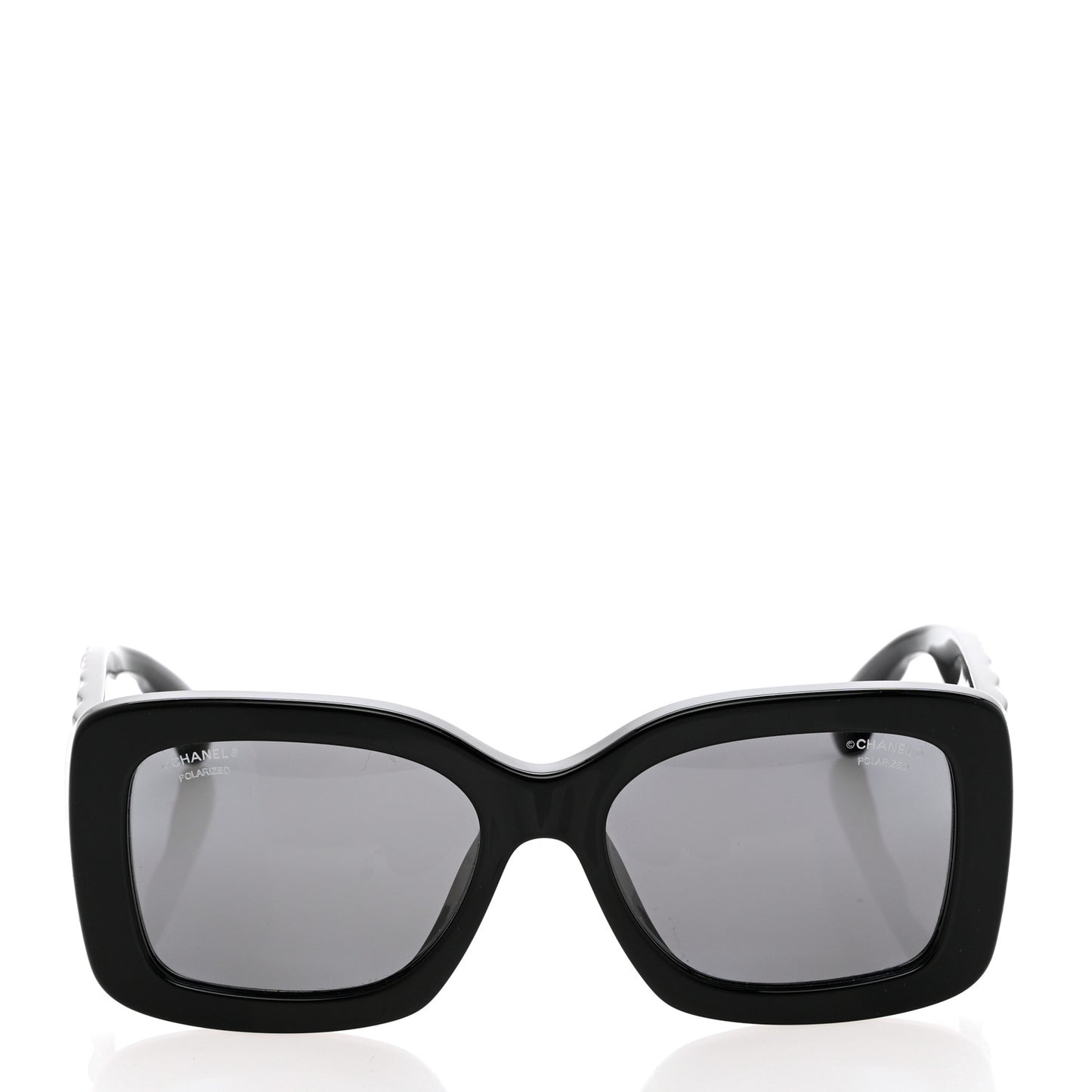 Acetate Quilted CC Rectangle Sunglasses 5483-A Black