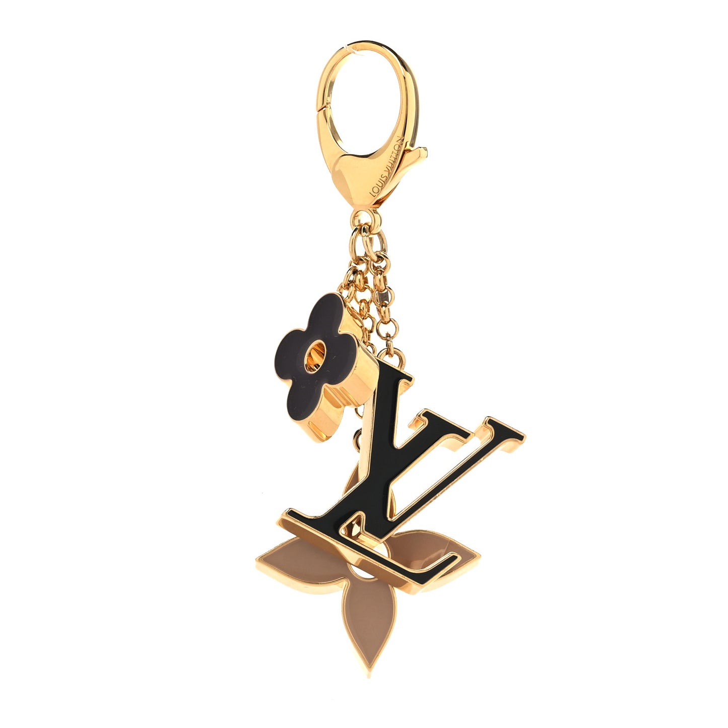 Fleur De Monogram Bag Charm Dore