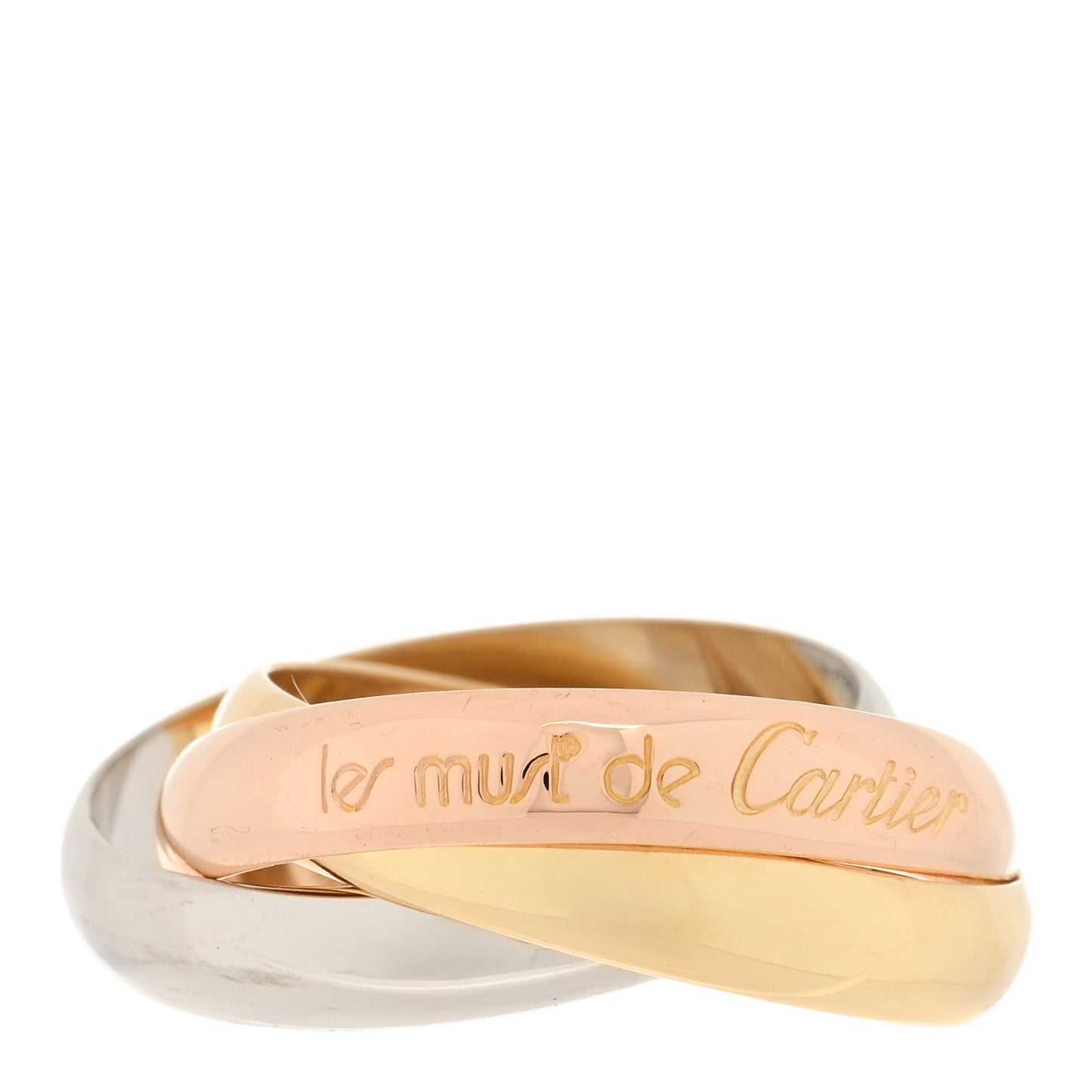 18K Pink Yellow White Gold Classic Les Must De Cartier Trinity Ring 51 5.75