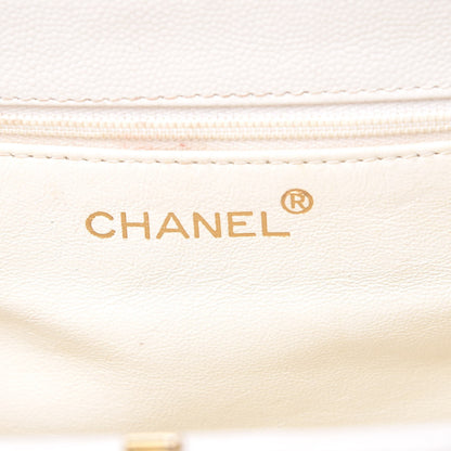 Chanel Caviar CC Frame Top Handle Bag White 6 of 13