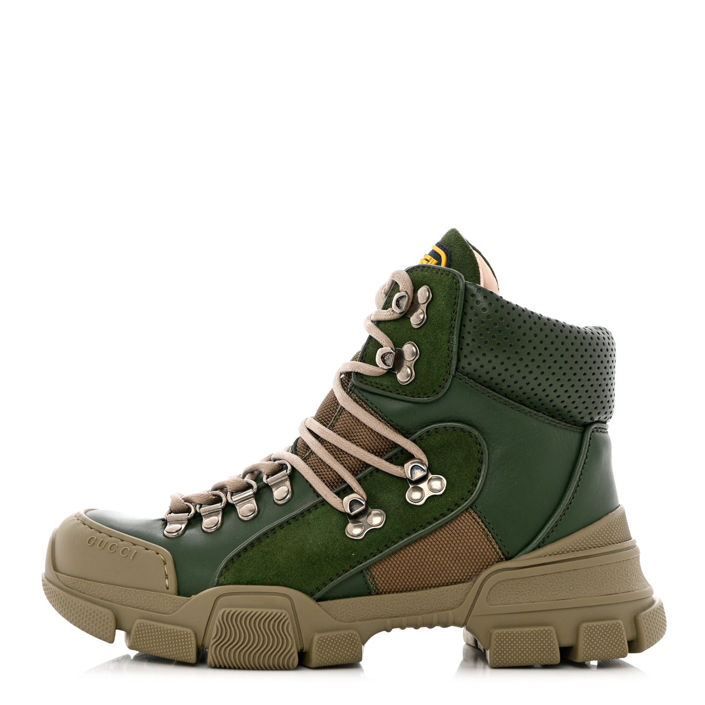X SEGA Calfskin Suede Technical Canvas Womens Flashtrek High-Top Sneakers 36 Olive Green Ardesia