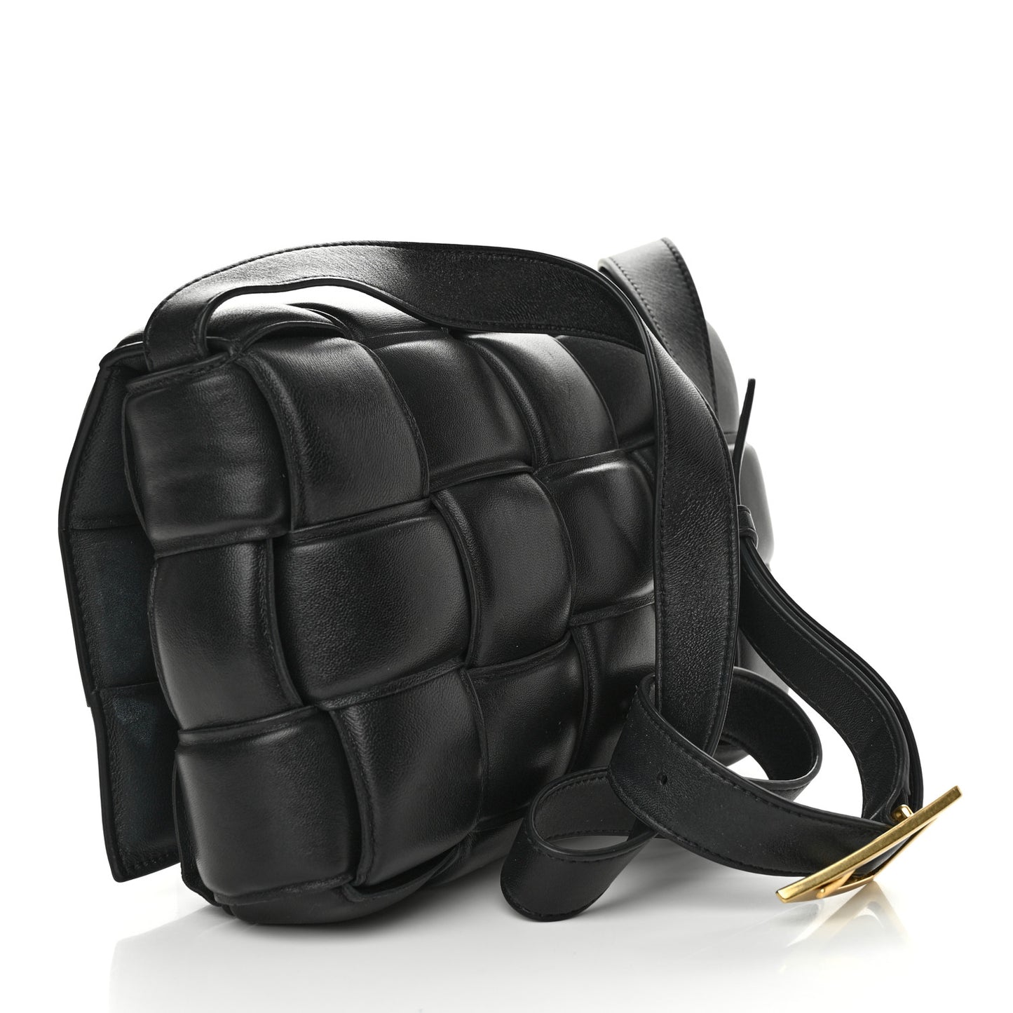 Nappa Maxi Intreccio Padded Cassette Crossbody Bag Black