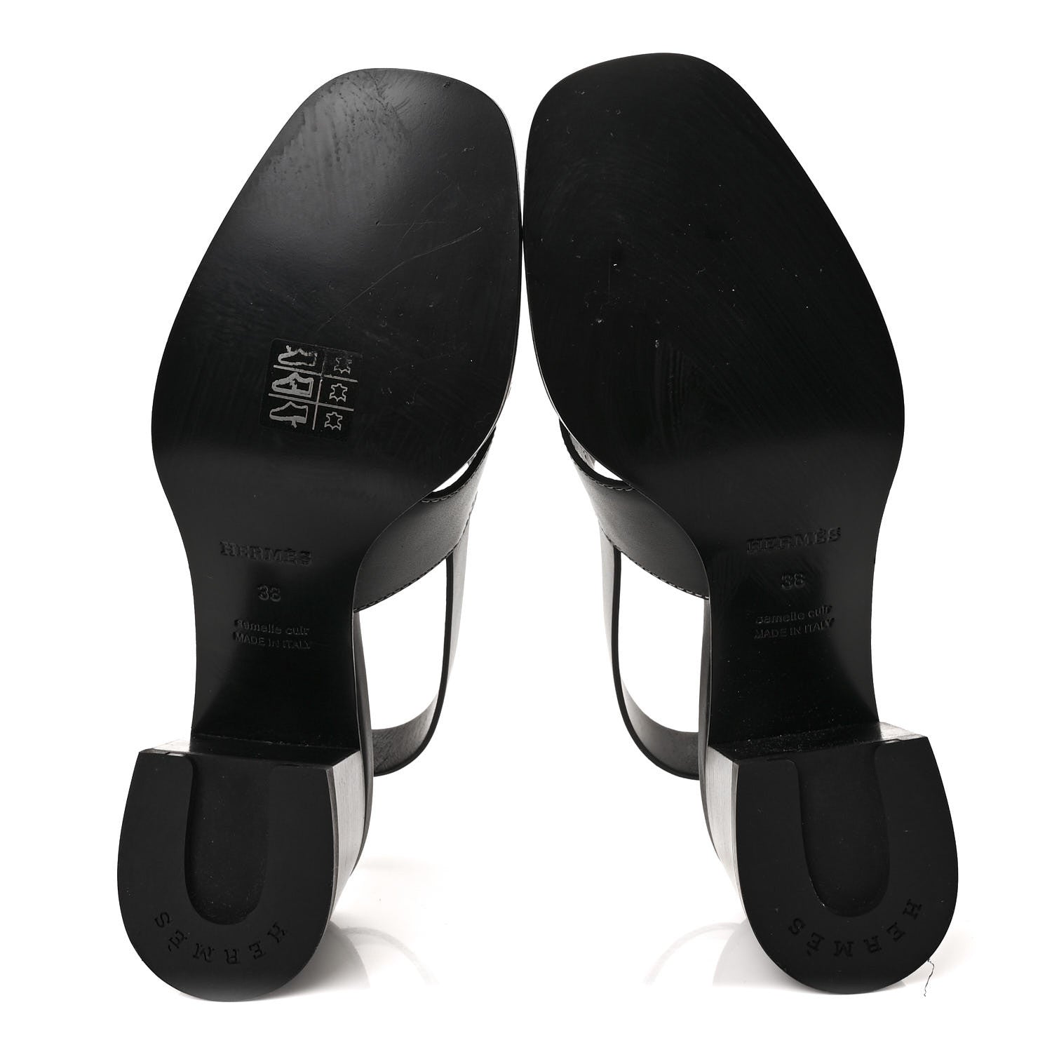Hermes Calfskin Elbe 60 Sandals 38 Black 6 of 9