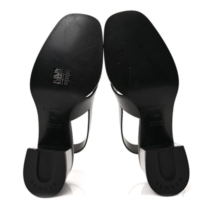 Hermes Calfskin Elbe 60 Sandals 38 Black 6 of 9