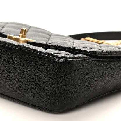 Chanel Shiny Caviar Quilted Large Chain Melody Flap Black 18 of 19