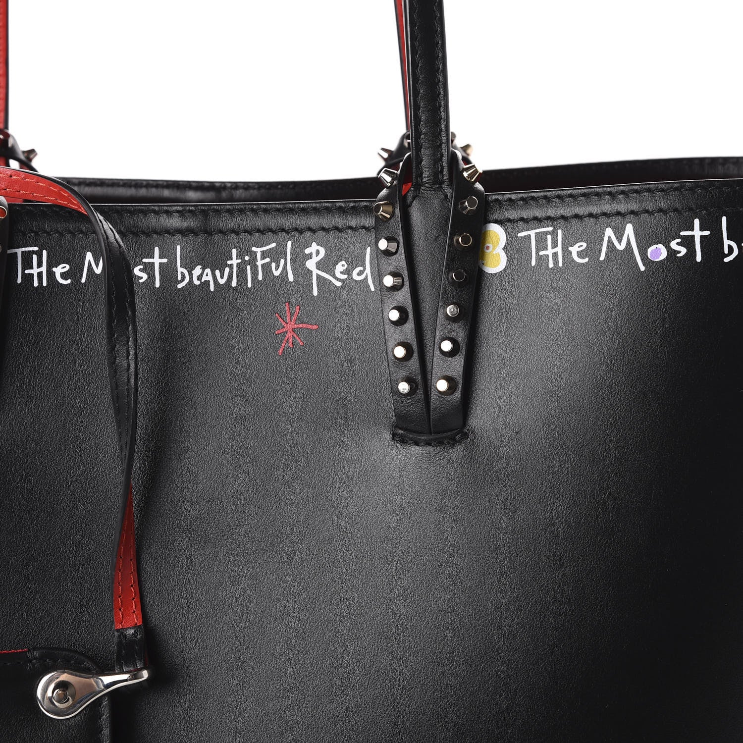 Christian Louboutin Calfskin Beautiful Red East West Cabata Tote Black Multicolor 10 of 11