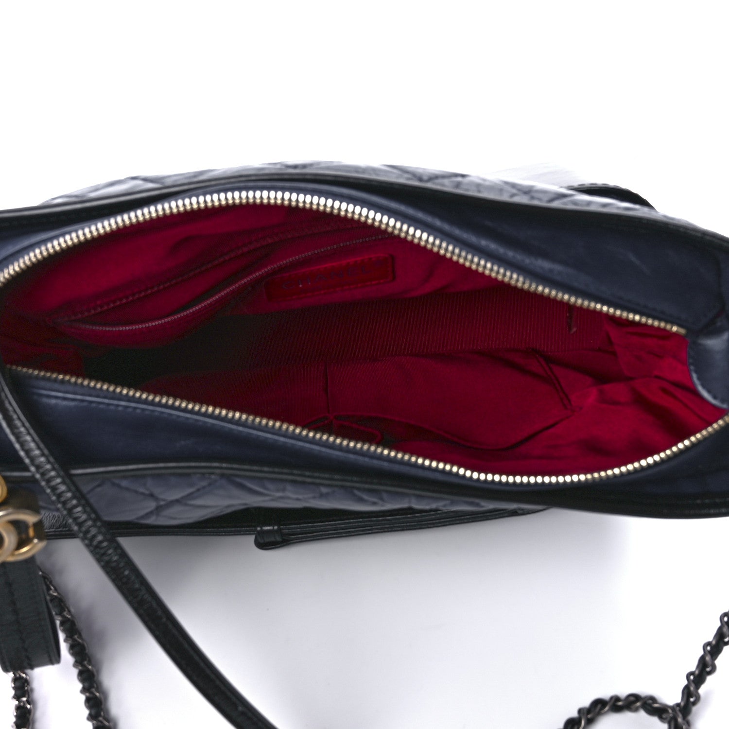 Chanel Aged Calfskin Quilted Medium Gabrielle Hobo Navy Black 5 of 11