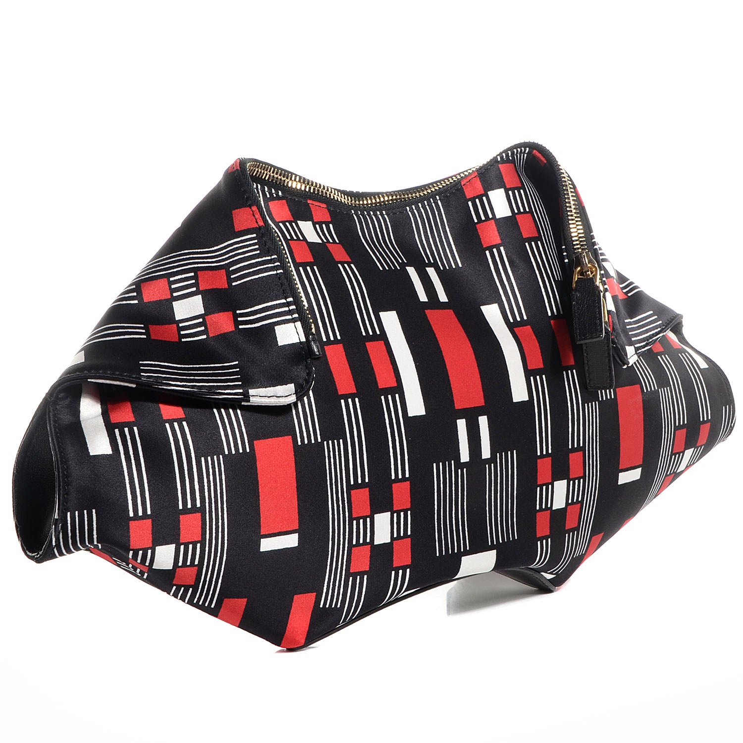Alexander McQueen Silk Geometric Print De Manta Clutch Black 3 of 7