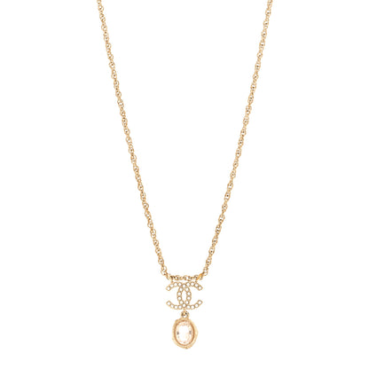 Chanel Crystal Pearl CC Necklace Pearly White Gold 1 of 10