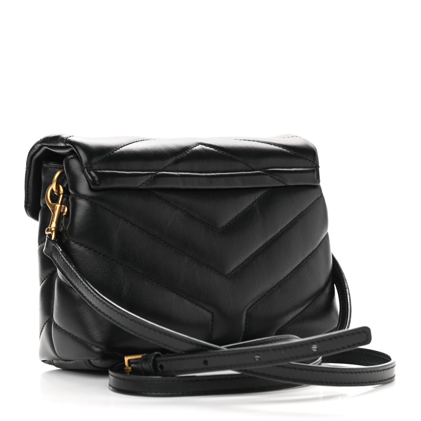 Calfskin Y Quilted Monogram Toy Loulou Crossbody Bag Black