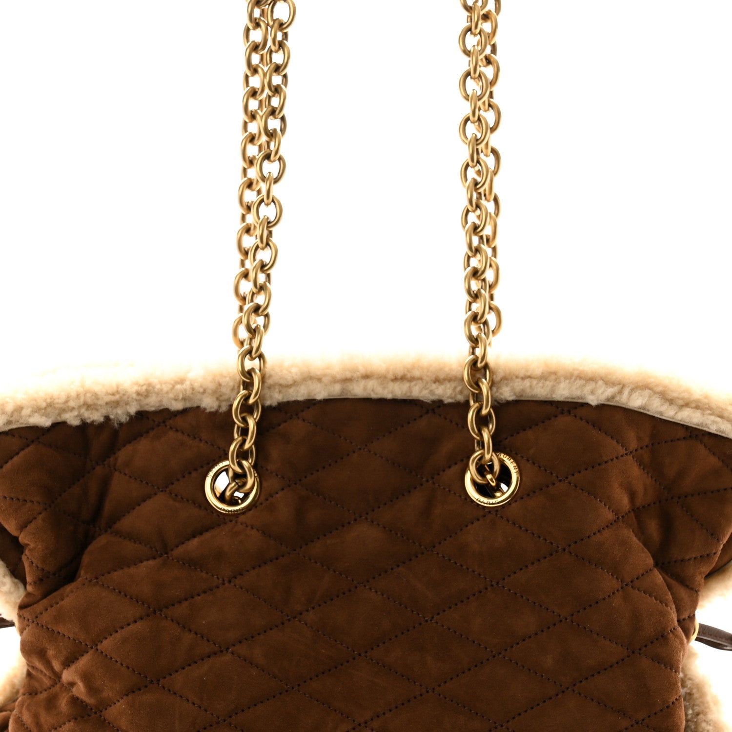 Saint Laurent Suede Shearling Quilted Le Pochon Natural Tan 7 of 9