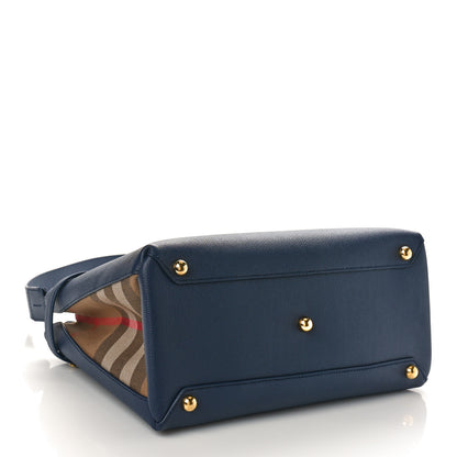 Burberry Derby Calfskin Vintage Check Medium Banner Tote Regency Blue 4 of 8