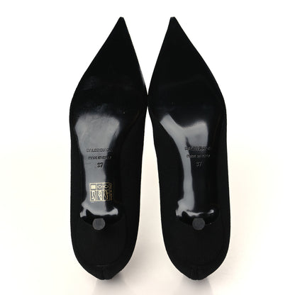 Balenciaga Recycled Knit Logo Pointed Toe Knife 40mm Booties 37 Black White 5 of 8