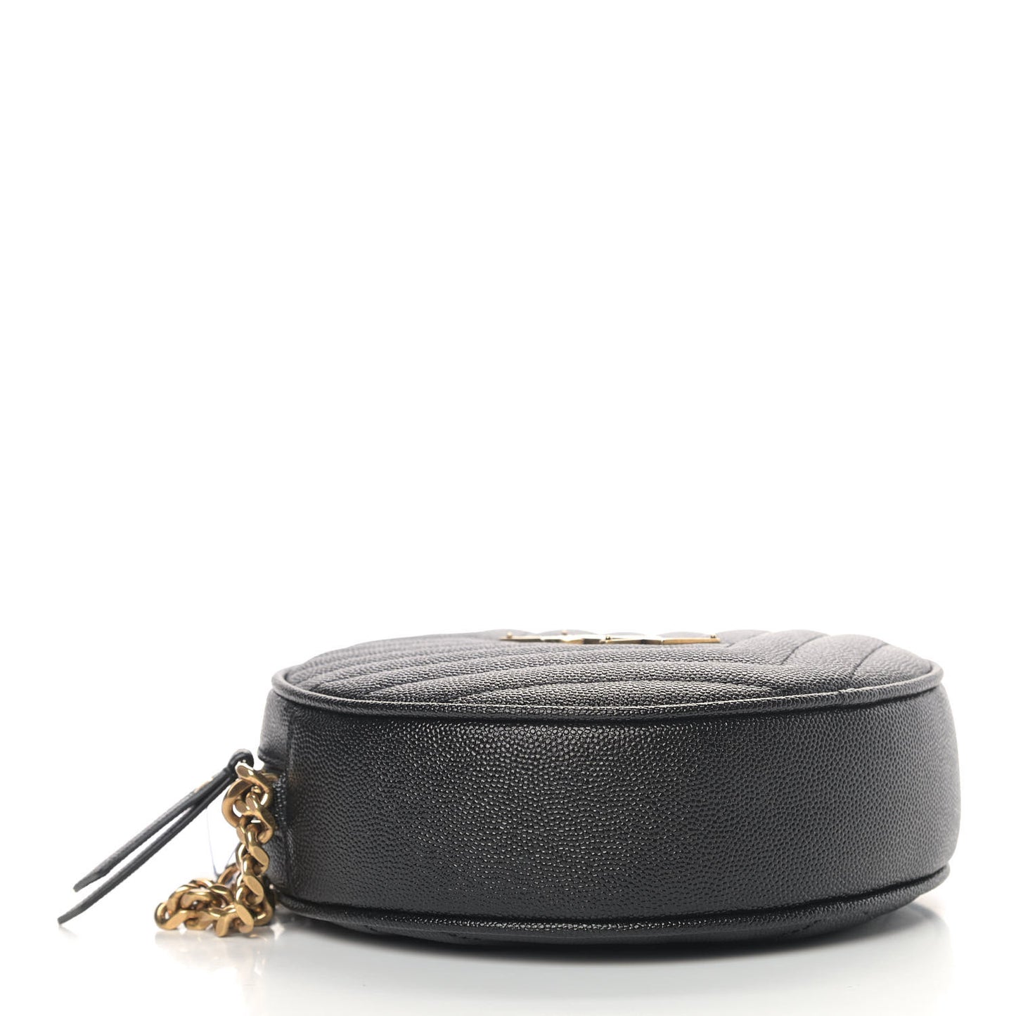 Grain De Poudre Matelasse Chevron Quilted Round Vinyle Camera Bag Black