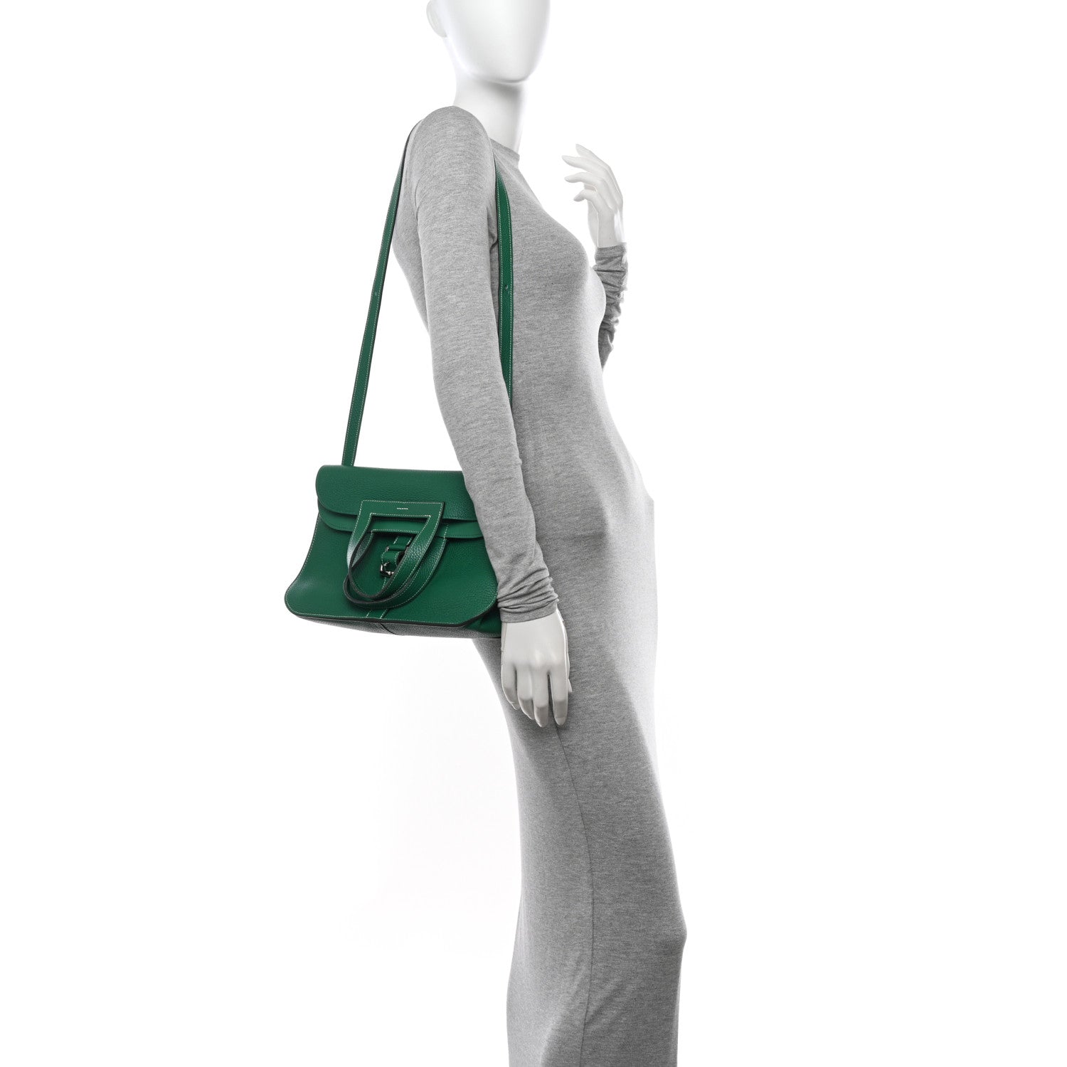 Hermes Taurillon Clemence Halzan 31 GM Vert Vertigo 2 of 14