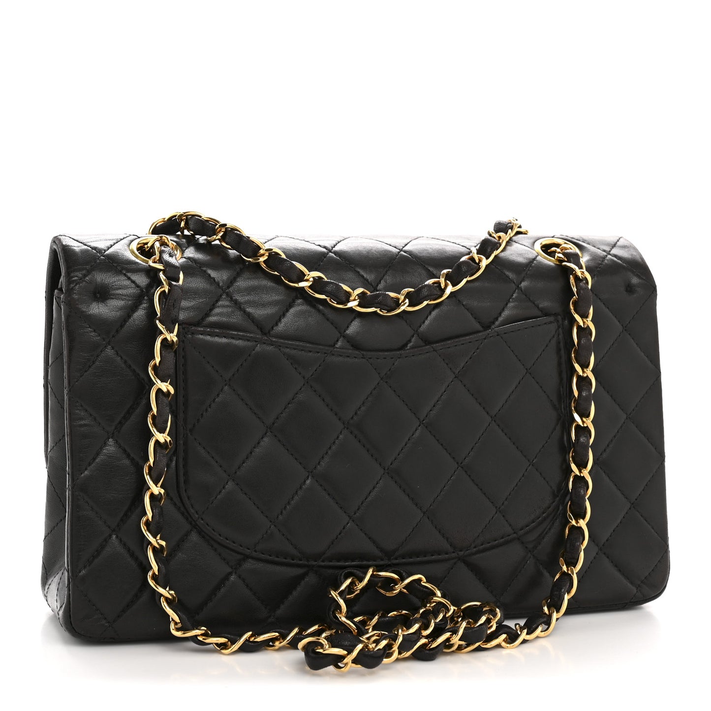 Lambskin Quilted Medium Double Flap Black