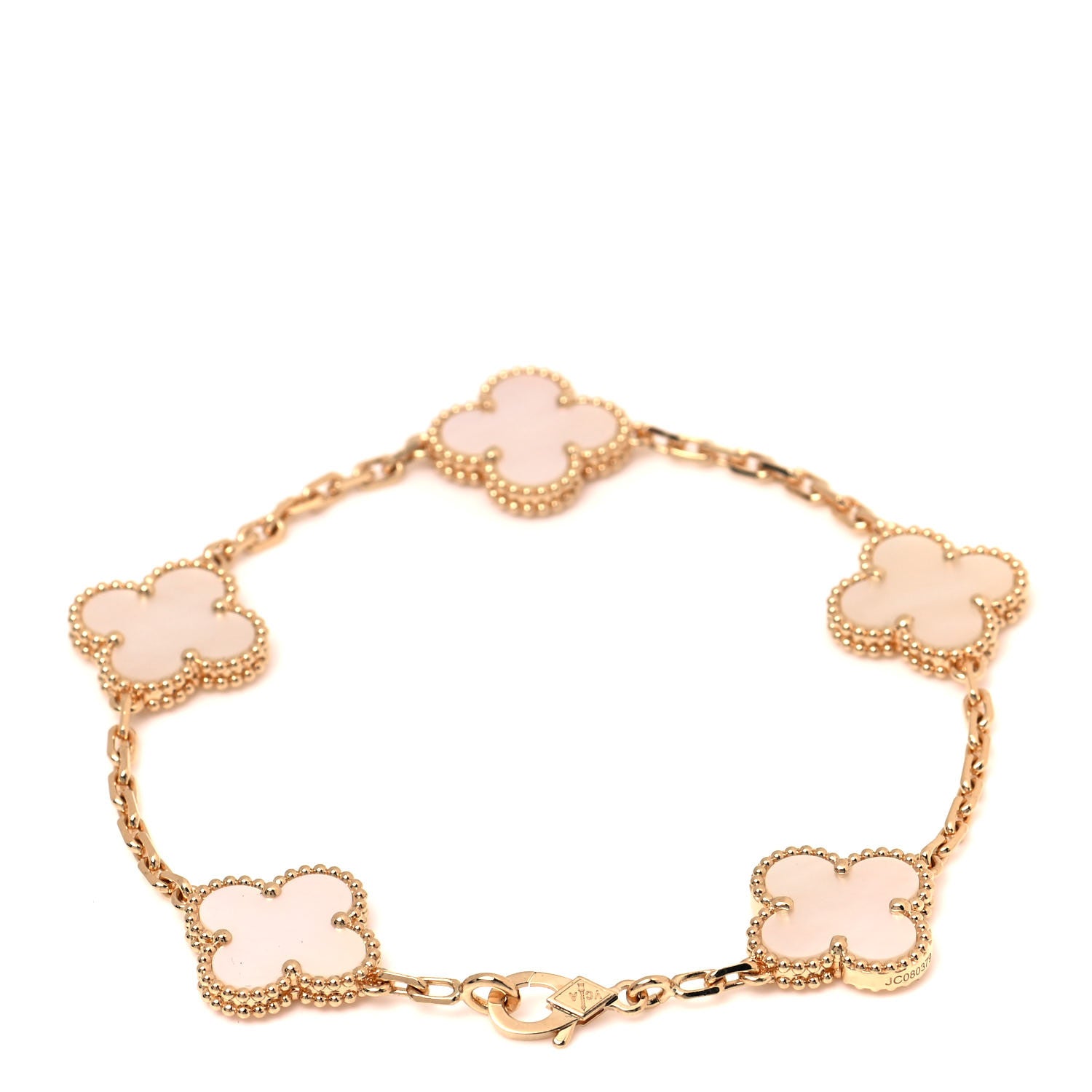 Van Cleef & Arpels 18K Yellow Gold Mother of Pearl 5 Motifs Vintage Alhambra Bracelet 3 of 6