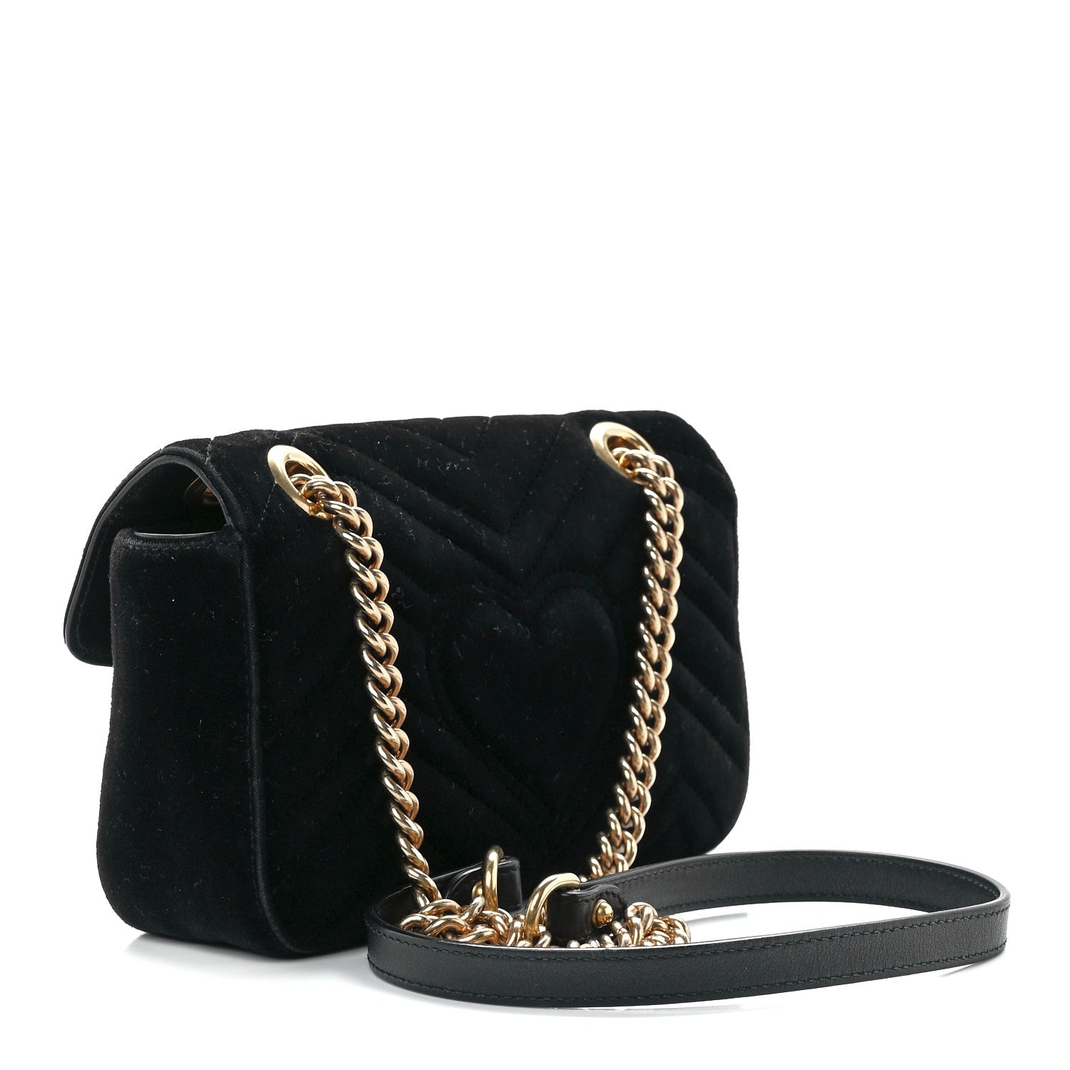 Gucci Velvet Matelasse Mini GG Marmont Shoulder Bag Black 3 of 12