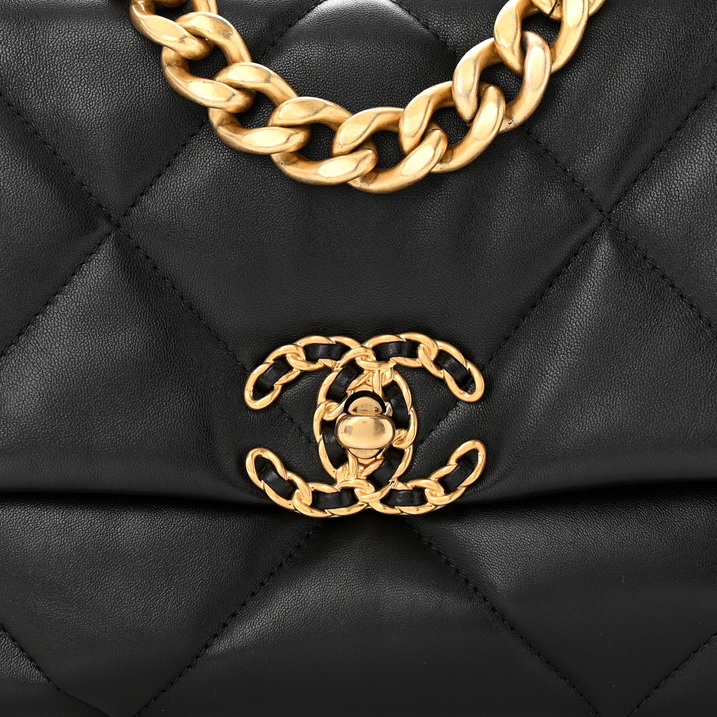 Lambskin Quilted Medium Chanel 19 Flap Black