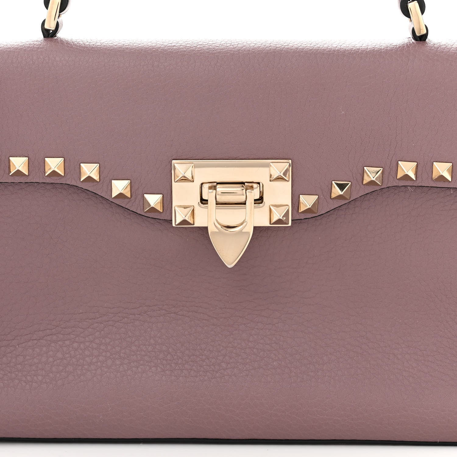 Valentino Garavani Pebbled Calfskin Small Rockstud Single Handle Flap Bag Dark Mauve 7 of 9