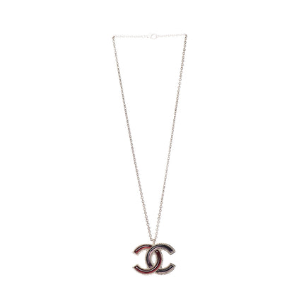 Chanel Resin CC Pendant Necklace Light Gold Red Purple 2 of 5