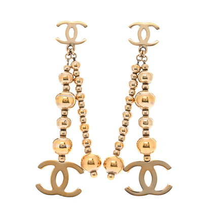 Chanel Metal CC Bead Drop Earrings Gold 1 of 6