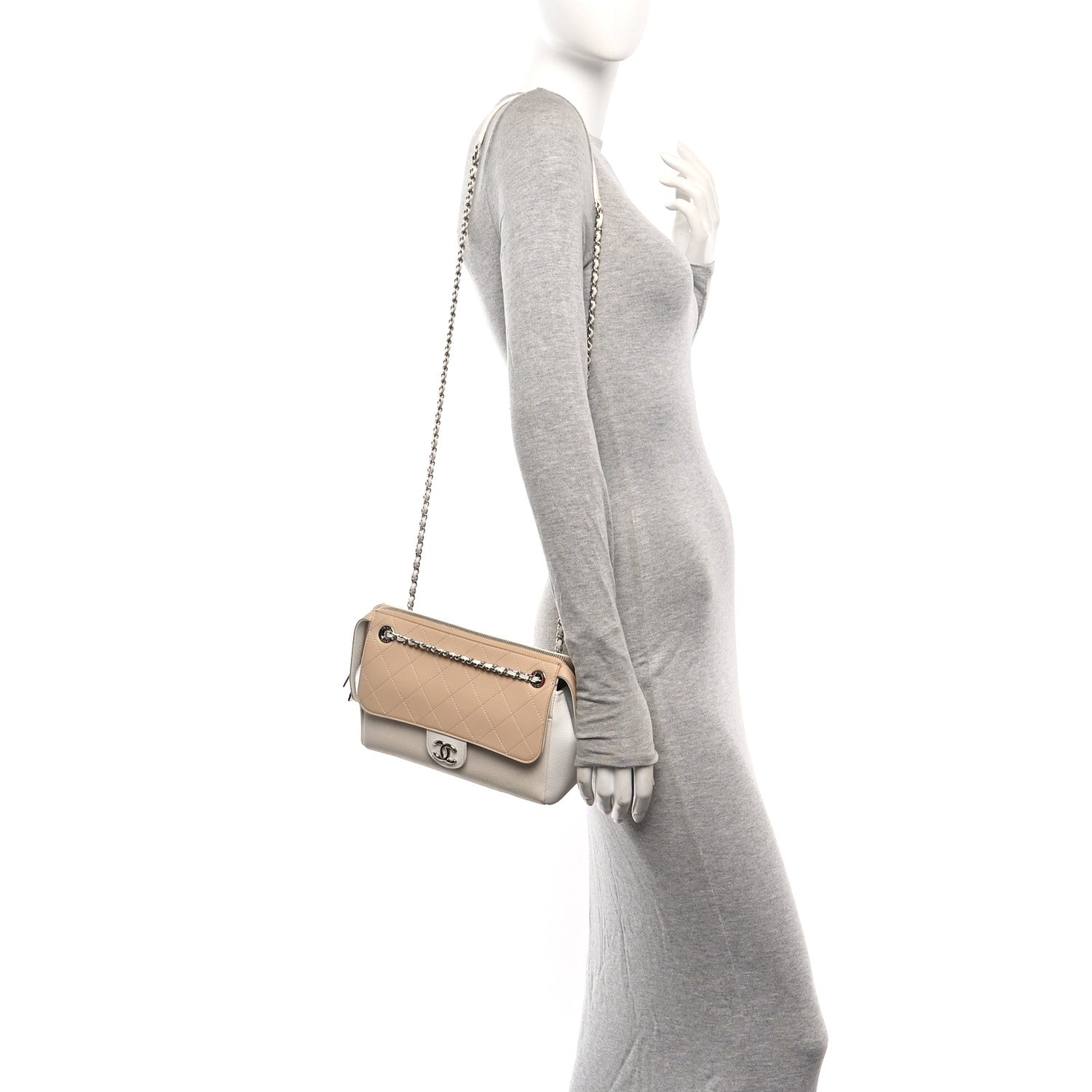 Chanel Caviar Goatskin Quilted Magnetic Camera Case Beige White 2 of 10