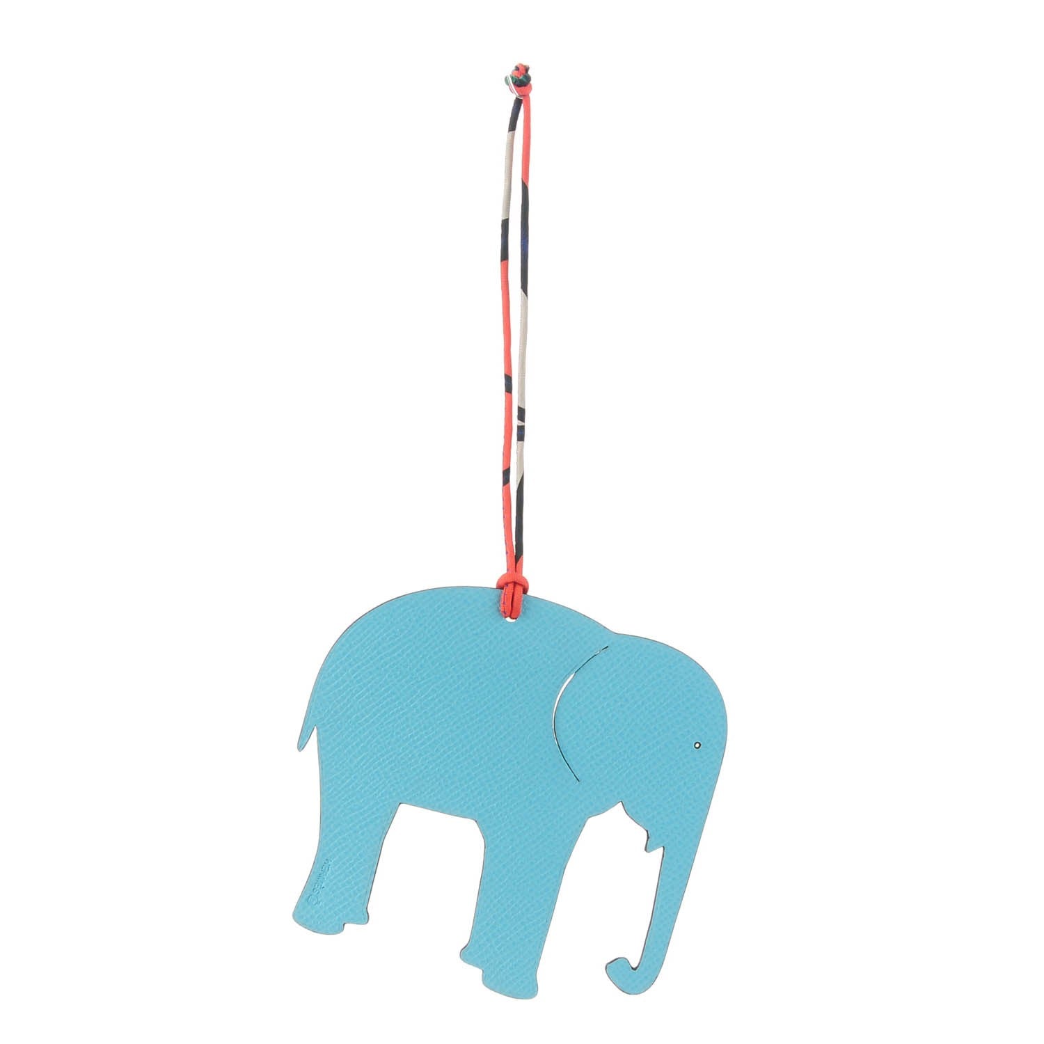 Hermes Epsom Togo Petit H Elephant Bag Charm Bleu Atoll Rouge Garance 1 of 3