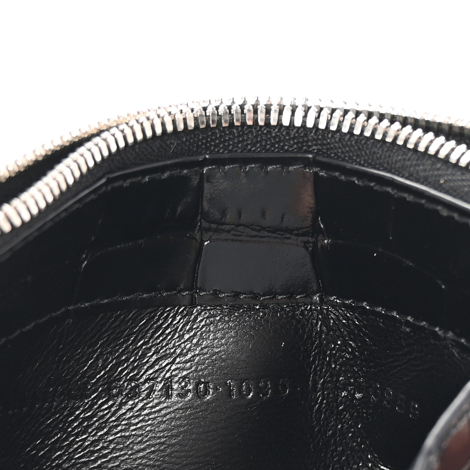 Balenciaga Shiny Calfskin Logo Crocodile Embossed Large Cash Long Coin Card Holder Black 7 of 7