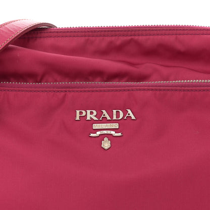 Prada Tessuto Nylon Saffiano Pocket Shoulder Bag Fuxia 7 of 11