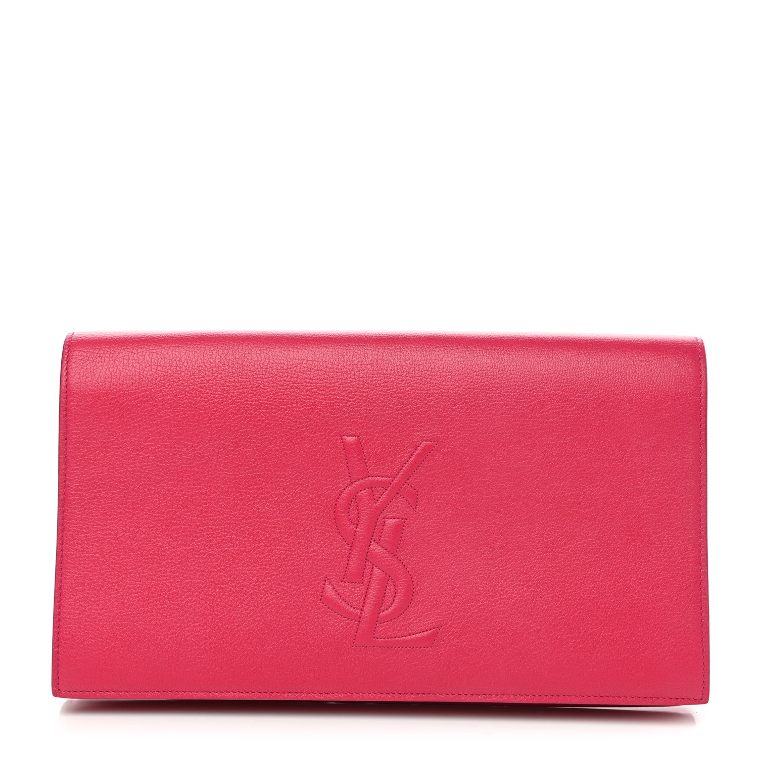 Saint Laurent Calfskin Monogram Large Belle De Jour Clutch Lipstick Fuchsia 1 of 7