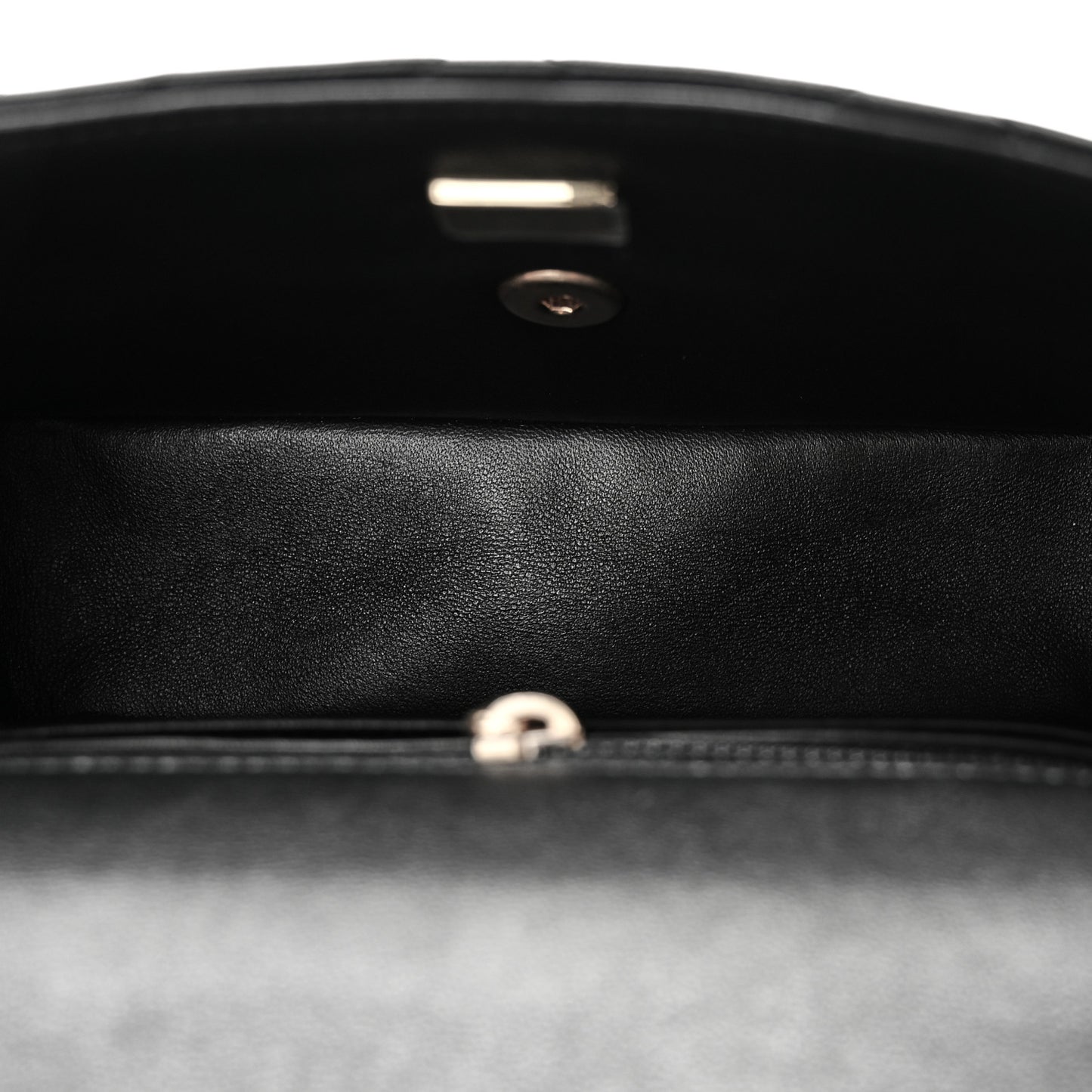 Shiny Lambskin Quilted Pearl Twist Mini Square Flap Black