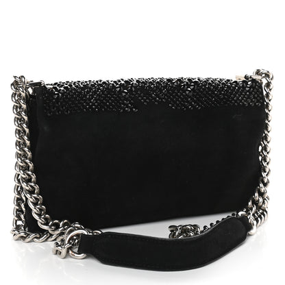 Versace Suede Palazzo Crystal Chain Evening Bag Black 2 of 8