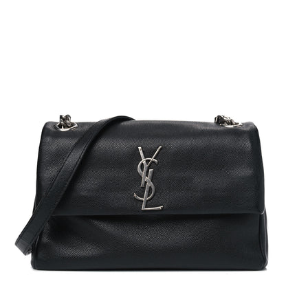 Saint Laurent Grain De Poudre Small West Hollywood Monogram Fold-Over Bag Black 1 of 4