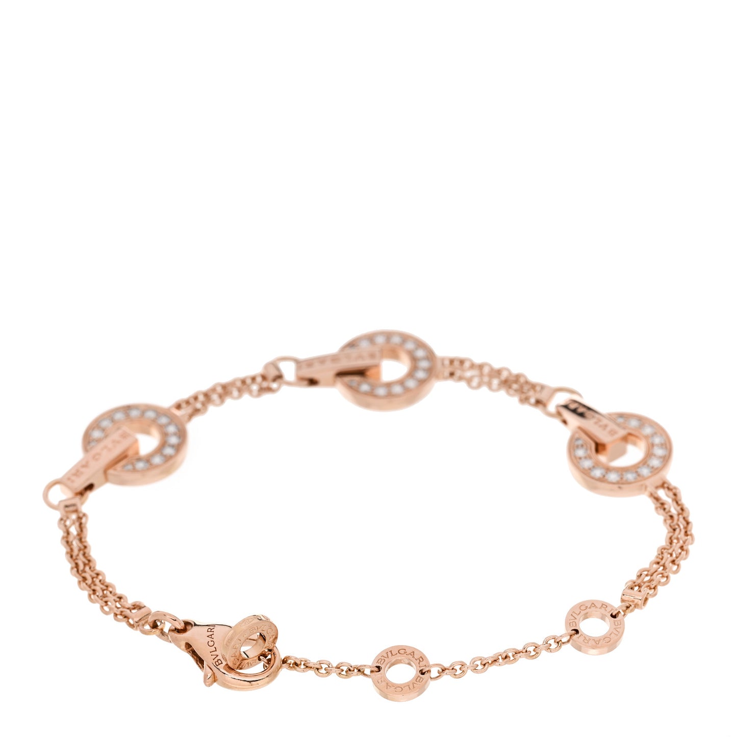 18K Rose Gold Diamond BVLGARI BVLGARI Openwork Bracelet SM