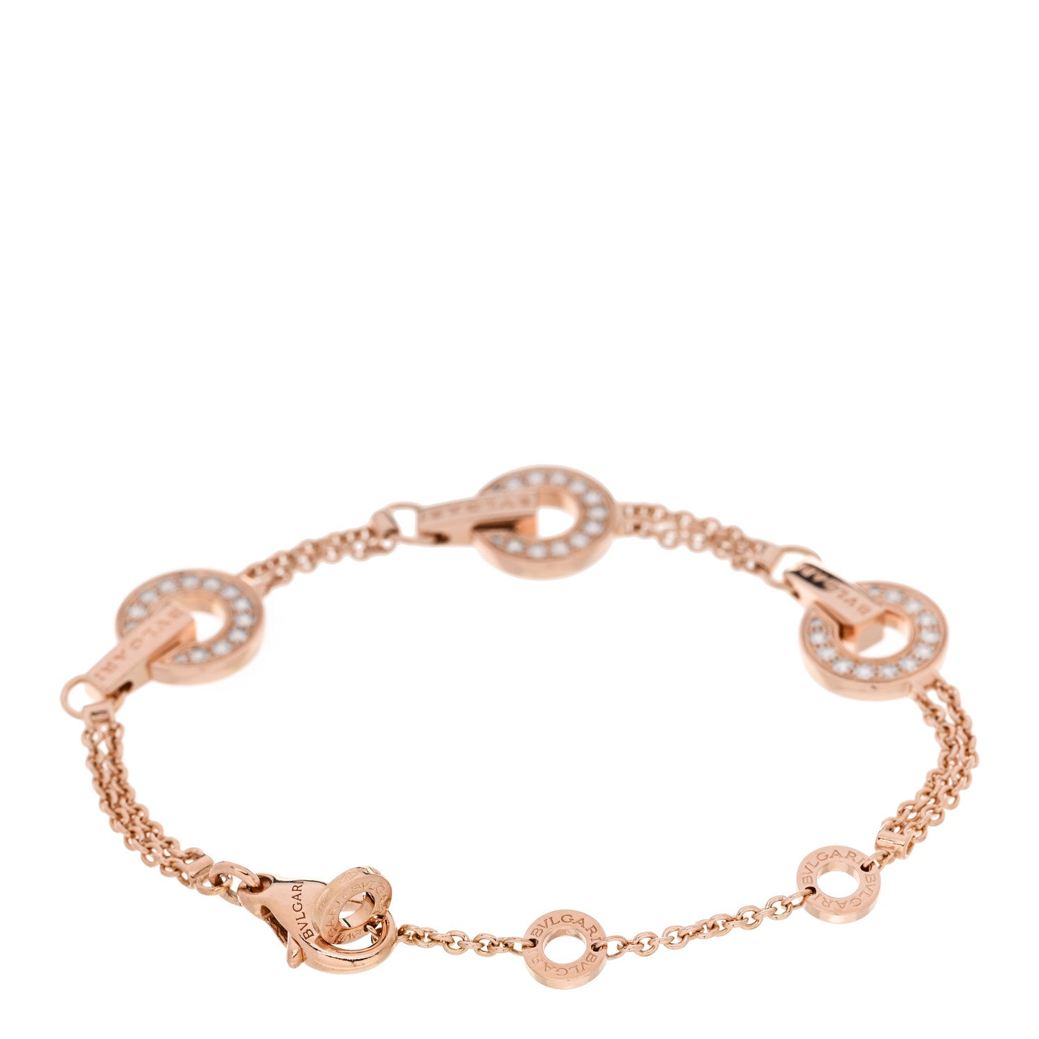 Bulgari 18K Rose Gold Diamond BVLGARI BVLGARI Openwork Bracelet SM 2 of 6