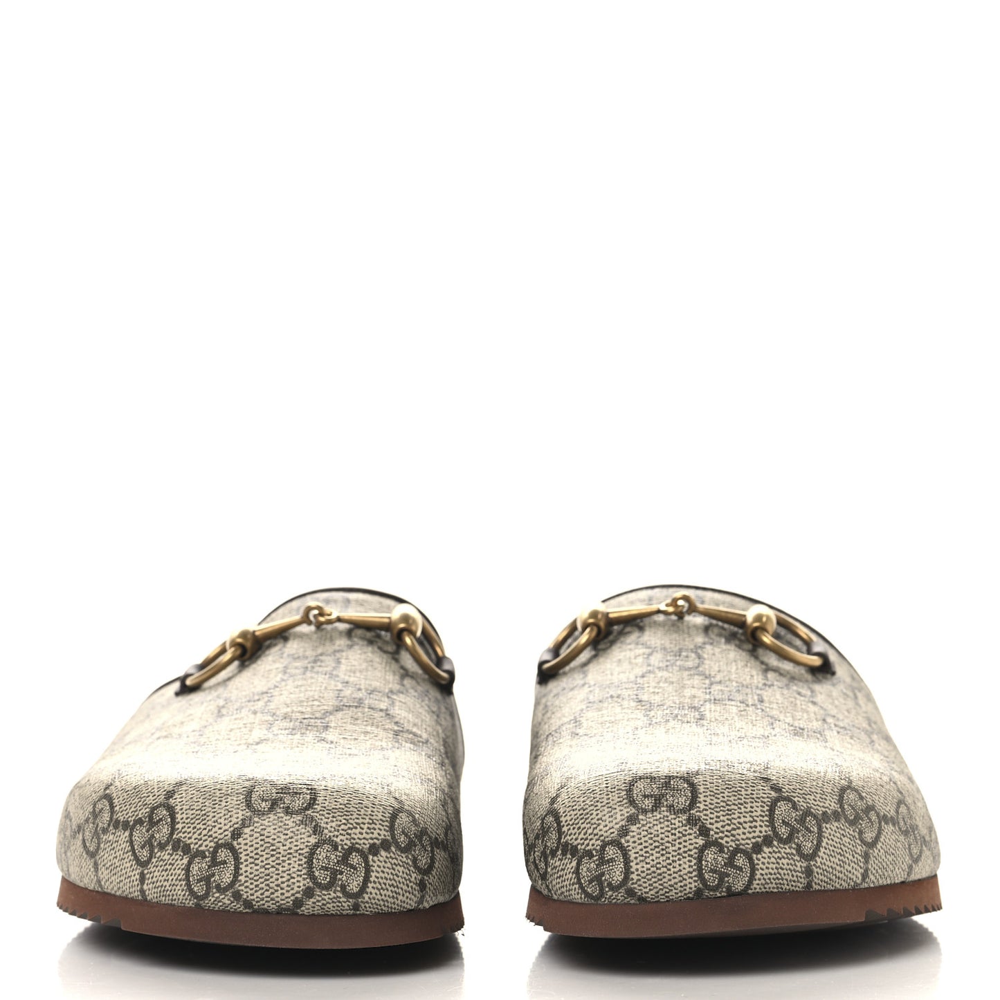 GG Supreme Monogram Miro Soft Calfskin Womens Horsebit Slippers 39.5 Beige Ebony New Acero