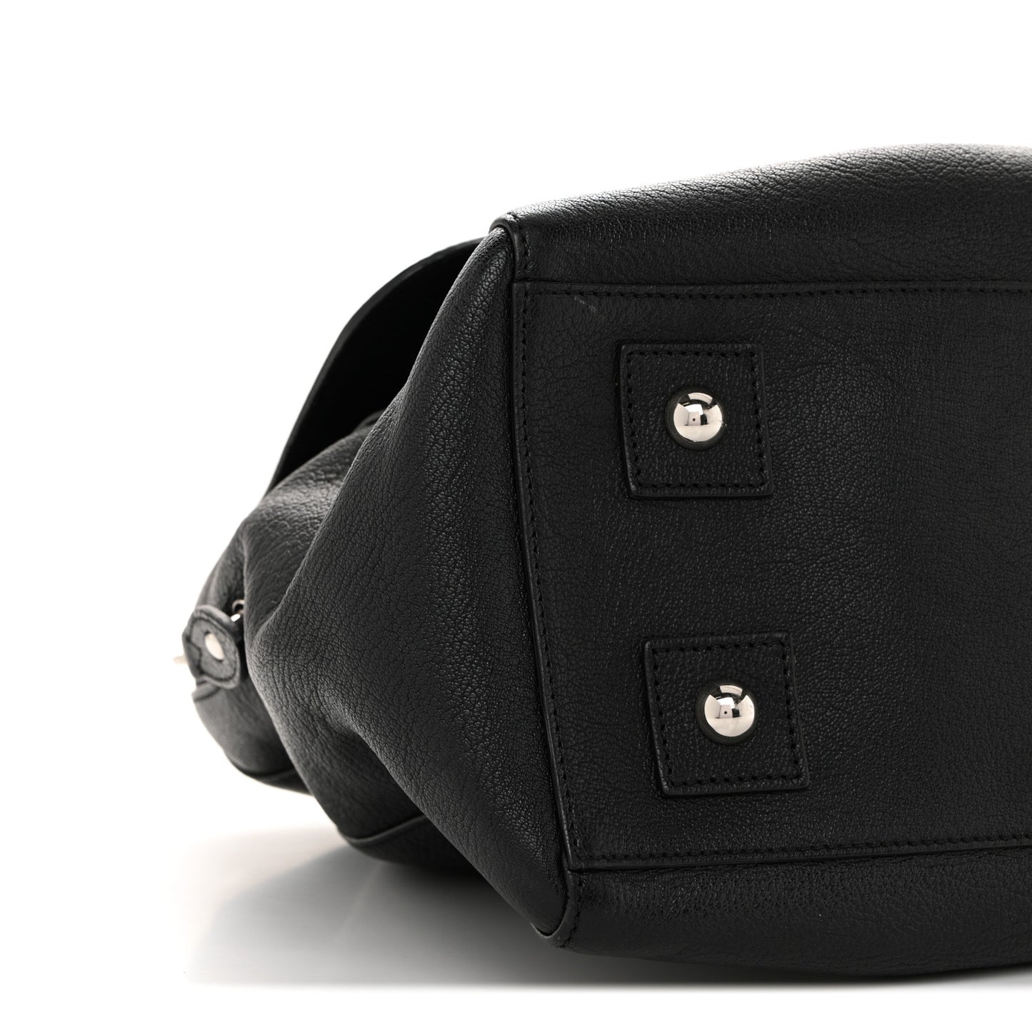 Glossy Goatskin Medium Del Rey Satchel Black