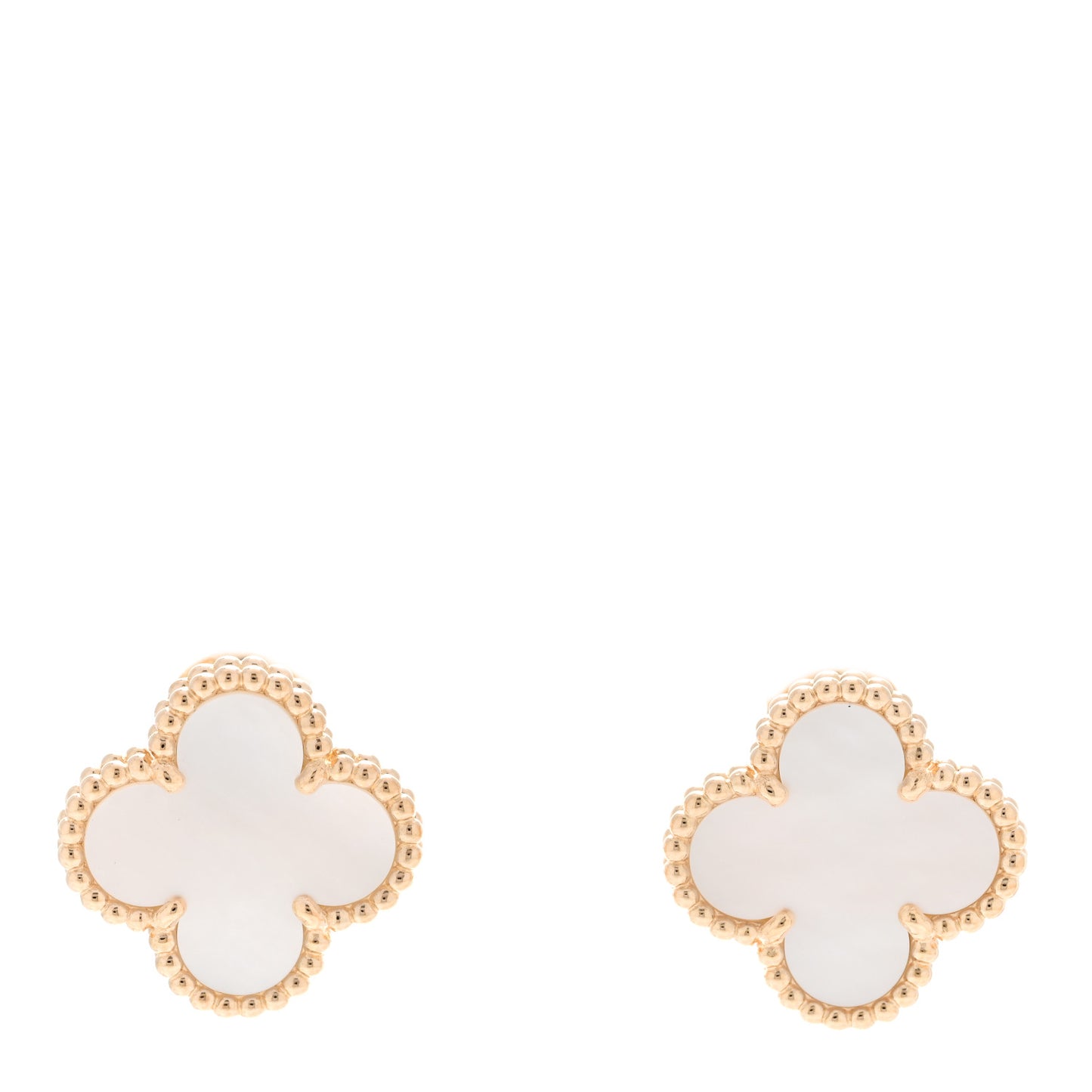 18K Yellow Gold Mother of Pearl Vintage Alhambra Earrings
