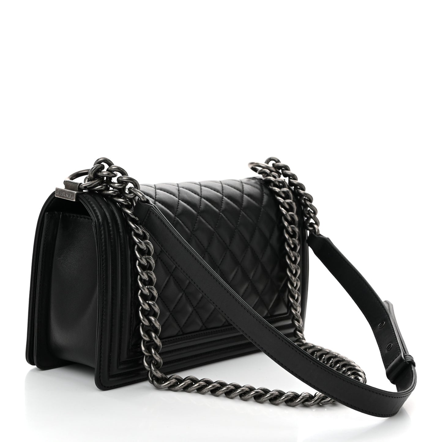 Lambskin Quilted Medium Boy Flap Black
