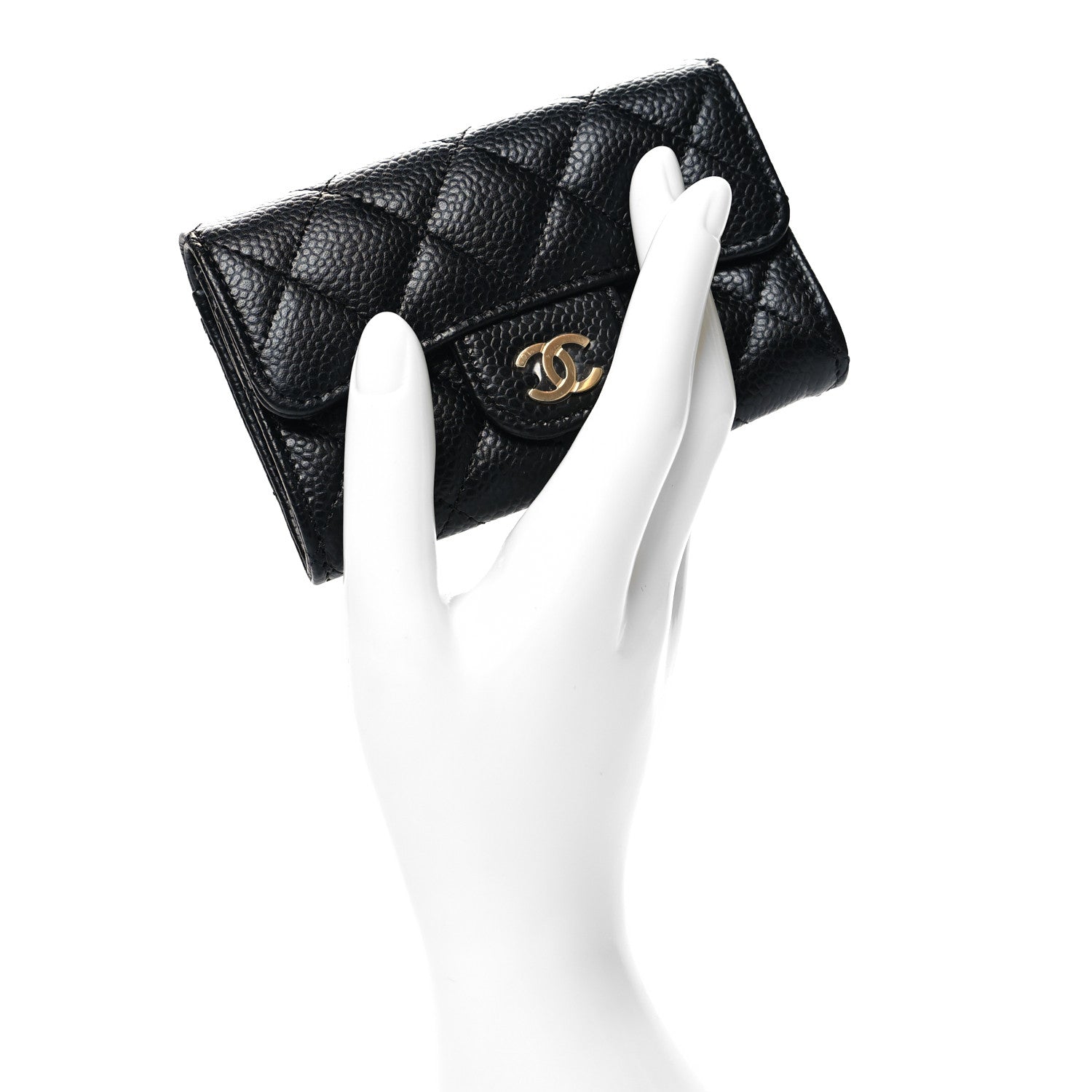 Chanel Caviar Quilted Flap Card Holder Wallet Black 2 of 9