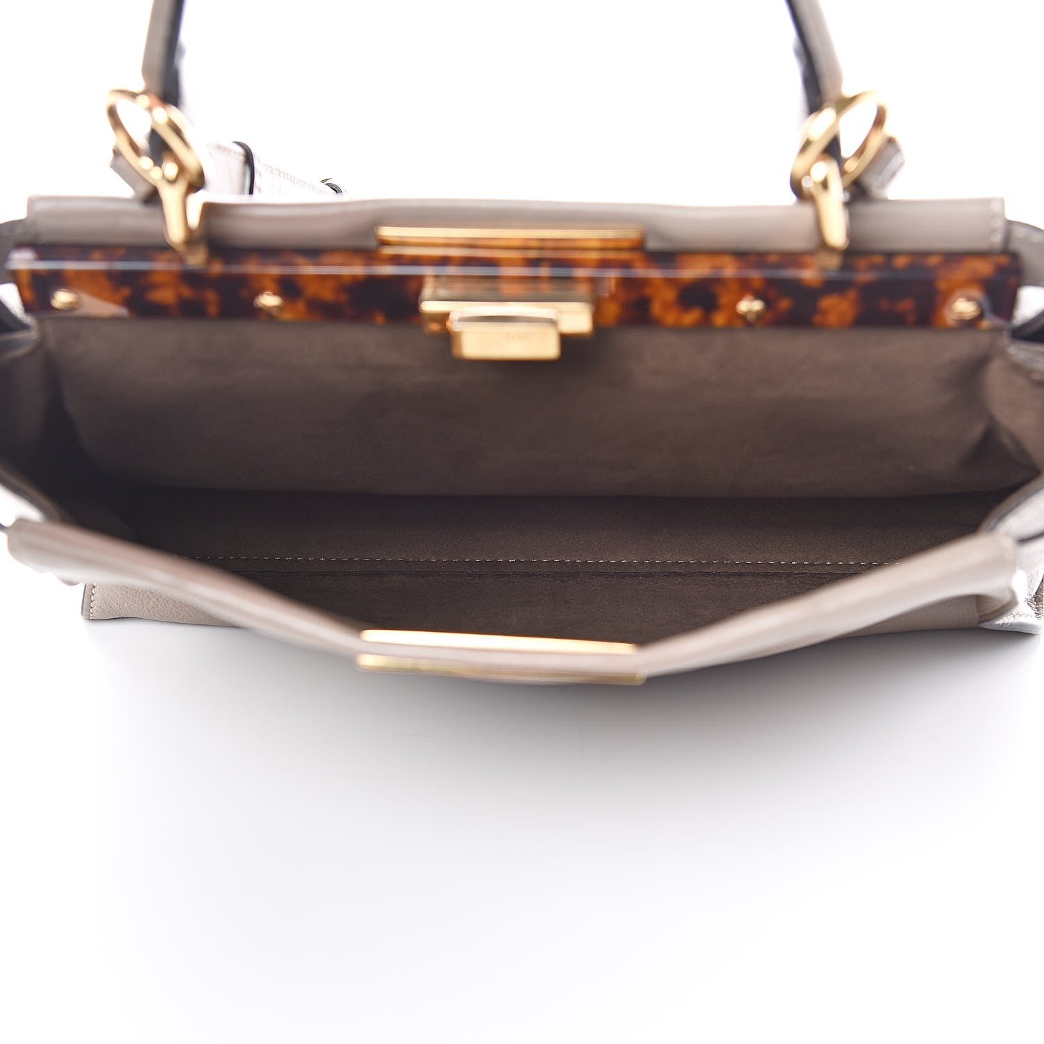 Fendi Vitello Seta Plexiglass Tortoise Medium Peekaboo Iconic Satchel Tortora 6 of 10
